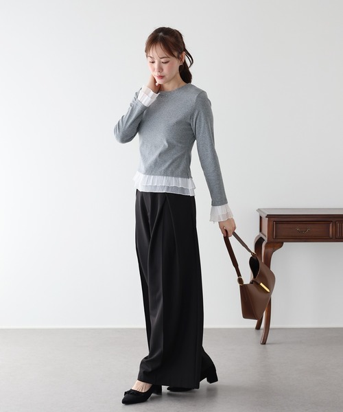 BLUEEAST(ブルーイースト)の「フリルドッキングTシャツ(Tシャツ/カットソー・レディース・ブラック/グレー・MEDIUM)」の22枚目の写真