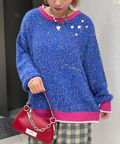 HELLO.SANFRANCISCO(ハローサンフランシスコ)の「【HELLO.SANFRANCISCO/ハローサンフランシスコ】ボタン付カラフルオーバーニット(ニット/セーター・レディース・ホワイト/ブルー/イエロー・ONE SIZE)」の19枚目の写真