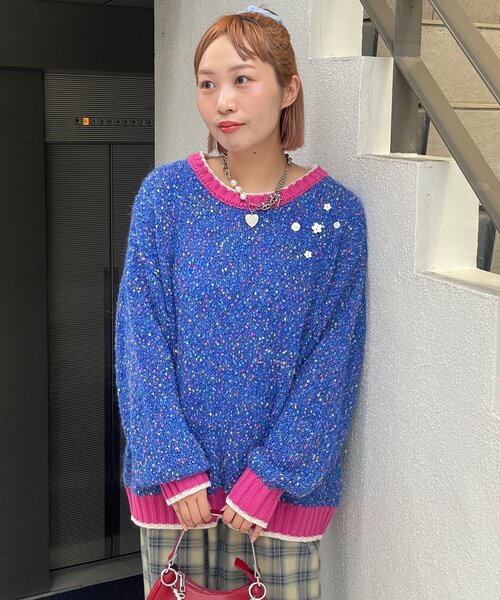HELLO.SANFRANCISCO(ハローサンフランシスコ)の「【HELLO.SANFRANCISCO/ハローサンフランシスコ】ボタン付カラフルオーバーニット(ニット/セーター・レディース・ホワイト/ブルー/イエロー・ONE SIZE)」の20枚目の写真