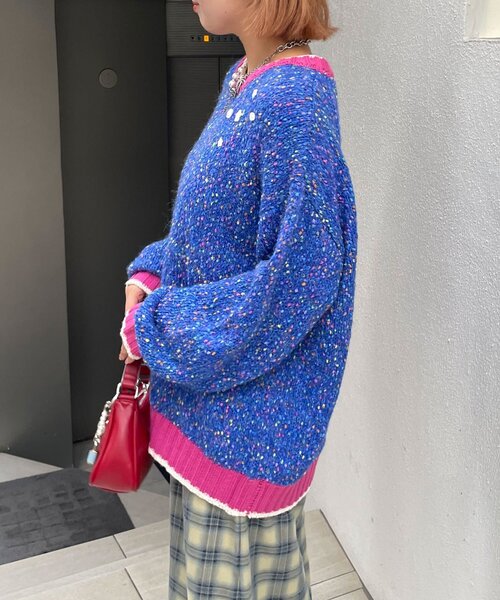 HELLO.SANFRANCISCO(ハローサンフランシスコ)の「【HELLO.SANFRANCISCO/ハローサンフランシスコ】ボタン付カラフルオーバーニット(ニット/セーター・レディース・ホワイト/ブルー/イエロー・ONE SIZE)」の21枚目の写真
