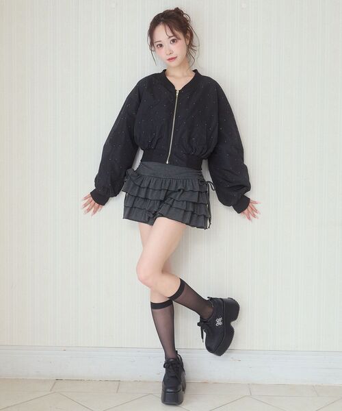 MAJESTIC LEGON(マジェスティックレゴン)の「ラインストーンショートブルゾン(ブルゾン・レディース・ブラック/アイボリー/ピンク・MEDIUM)」の18枚目の写真