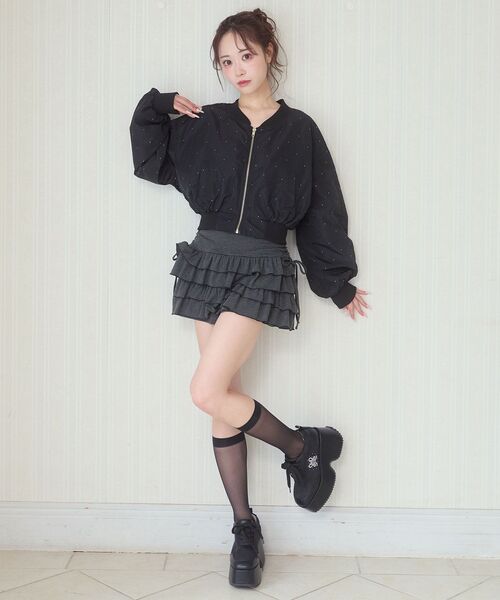 MAJESTIC LEGON(マジェスティックレゴン)の「ラインストーンショートブルゾン(ブルゾン・レディース・ブラック/アイボリー/ピンク・MEDIUM)」の19枚目の写真