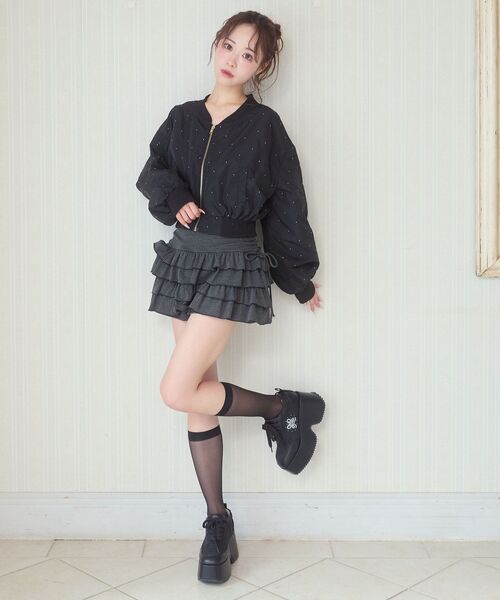 MAJESTIC LEGON(マジェスティックレゴン)の「ラインストーンショートブルゾン(ブルゾン・レディース・ブラック/アイボリー/ピンク・MEDIUM)」の21枚目の写真