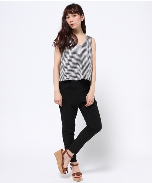 rienda（リエンダ）の「ツィードコンビロンパース（つなぎ/オールインワン・レディース・ブラック/ライトピンク・SMALL/MEDIUM）」の7枚目の写真