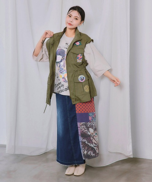 ScoLar(スカラー)の「ScoLar(スカラー) ワッペン付き 袖取り外し2WAYジャケット(ミリタリージャケット・レディース・カーキ/ブラック・MEDIUM)」の10枚目の写真