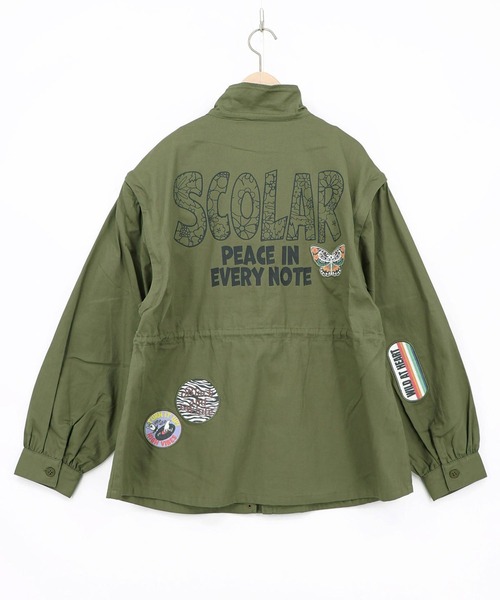ScoLar(スカラー)の「ScoLar(スカラー) ワッペン付き 袖取り外し2WAYジャケット(ミリタリージャケット・レディース・カーキ/ブラック・MEDIUM)」の16枚目の写真
