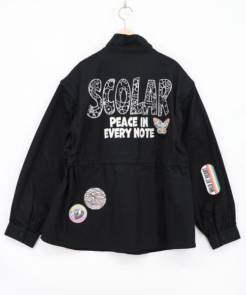 ScoLar(スカラー)の「ScoLar(スカラー) ワッペン付き 袖取り外し2WAYジャケット(ミリタリージャケット・レディース・カーキ/ブラック・MEDIUM)」の20枚目の写真