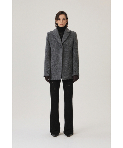 KUME(クメ)の「Alpaca Boucle Midi Jacket, Melange Gray(テーラードジャケット・レディース・その他・SMALL/MEDIUM)」の2枚目の写真