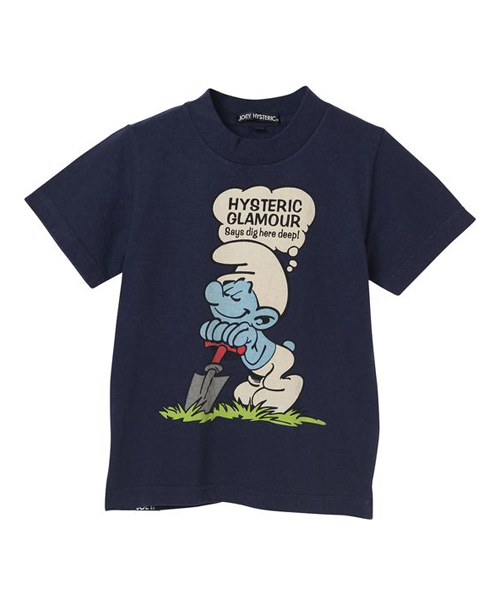 JOEY HYSTERIC（ジョーイヒステリック）の「SM/SMURF DIG HERE DEEP pt Tシャツ（Tシャツ/カットソー・キッズ・ホワイト/トップグレー/ネイビー・X-SMALL/SMALL/MEDIUM/LARGE）」の3枚目の写真