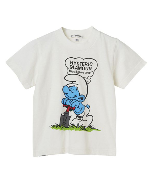 JOEY HYSTERIC（ジョーイヒステリック）の「SM/SMURF DIG HERE DEEP pt Tシャツ（Tシャツ/カットソー・キッズ・ホワイト/トップグレー/ネイビー・X-SMALL/SMALL/MEDIUM/LARGE）」の2枚目の写真