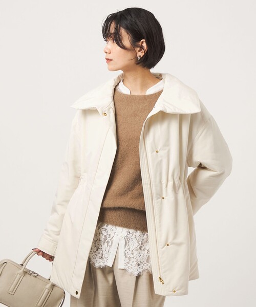 green label relaxing（グリーンレーベルリラクシング）の「［size SHORTあり］ハッスイ パフ ブルゾン ウォッシャブル 撥水（ブルゾン・レディース・オフホワイト/ダークブラウン/ブラック・SHORT/SM/ML）」の2枚目の写真