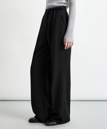 ストラップワンタックワイドスラックス ブラック COWPT014BLACK