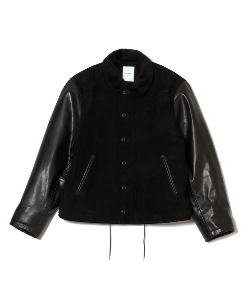 CRIMIE(クライミー)の「N1 SUEDE COMBINATION LEATHER JACKET WITH ALPACA LINING(ミリタリージャケット・メンズ・グリーン/ブラック・XL/L/XXL/M/S)」の4枚目の写真