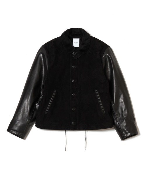 CRIMIE(クライミー)の「N1 SUEDE COMBINATION LEATHER JACKET WITH ALPACA LINING(ミリタリージャケット・メンズ・グリーン/ブラック・XL/L/XXL/M/S)」の5枚目の写真