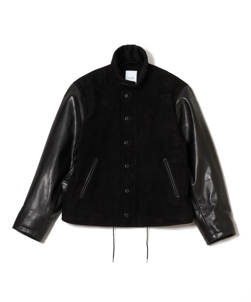 CRIMIE(クライミー)の「N1 SUEDE COMBINATION LEATHER JACKET WITH ALPACA LINING(ミリタリージャケット・メンズ・グリーン/ブラック・XL/L/XXL/M/S)」の6枚目の写真