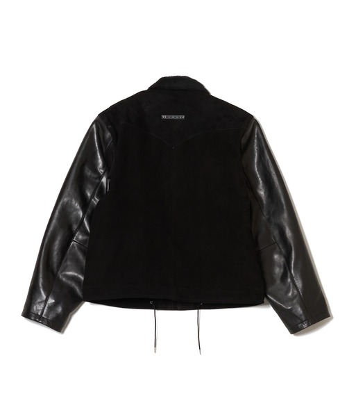 CRIMIE(クライミー)の「N1 SUEDE COMBINATION LEATHER JACKET WITH ALPACA LINING(ミリタリージャケット・メンズ・グリーン/ブラック・XL/L/XXL/M/S)」の8枚目の写真