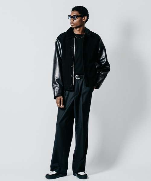 CRIMIE(クライミー)の「N1 SUEDE COMBINATION LEATHER JACKET WITH ALPACA LINING(ミリタリージャケット・メンズ・グリーン/ブラック・XL/L/XXL/M/S)」の14枚目の写真