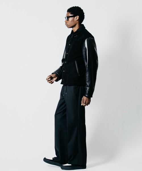 CRIMIE(クライミー)の「N1 SUEDE COMBINATION LEATHER JACKET WITH ALPACA LINING(ミリタリージャケット・メンズ・グリーン/ブラック・XL/L/XXL/M/S)」の17枚目の写真