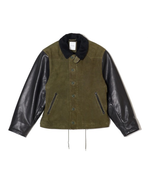 CRIMIE(クライミー)の「N1 SUEDE COMBINATION LEATHER JACKET WITH ALPACA LINING(ミリタリージャケット・メンズ・グリーン/ブラック・XL/L/XXL/M/S)」の21枚目の写真