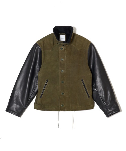 CRIMIE(クライミー)の「N1 SUEDE COMBINATION LEATHER JACKET WITH ALPACA LINING(ミリタリージャケット・メンズ・グリーン/ブラック・XL/L/XXL/M/S)」の22枚目の写真