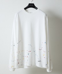 HAND PAINTED BASIC HEM PRINTED L/S T-SHIRT / ハンドペイント ベーシック ワンポイント ロゴプリント ロンT