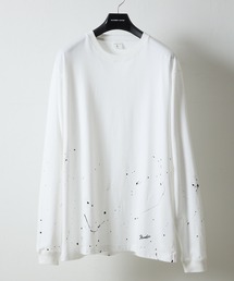 HAND PAINTED BASIC HEM PRINTED L/S T-SHIRT / ハンドペイント ベーシック ワンポイント ロゴプリント ロンT