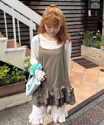 立体ローズティアードチュニックワンピース