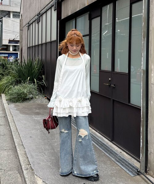 CIAOPANIC(チャオパニック)の「立体ローズティアードチュニックワンピース(チュニック・レディース・カーキ/ホワイト・ONE SIZE)」の8枚目の写真