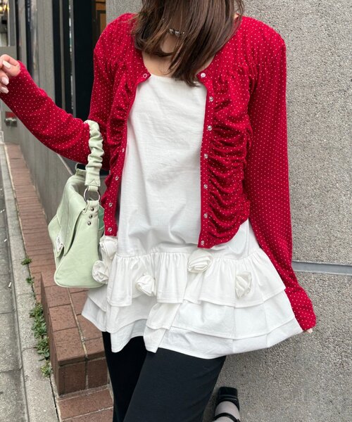 CIAOPANIC(チャオパニック)の「立体ローズティアードチュニックワンピース(チュニック・レディース・カーキ/ホワイト・ONE SIZE)」の11枚目の写真