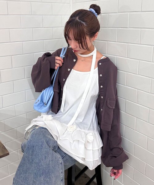 CIAOPANIC(チャオパニック)の「立体ローズティアードチュニックワンピース(チュニック・レディース・カーキ/ホワイト・ONE SIZE)」の13枚目の写真