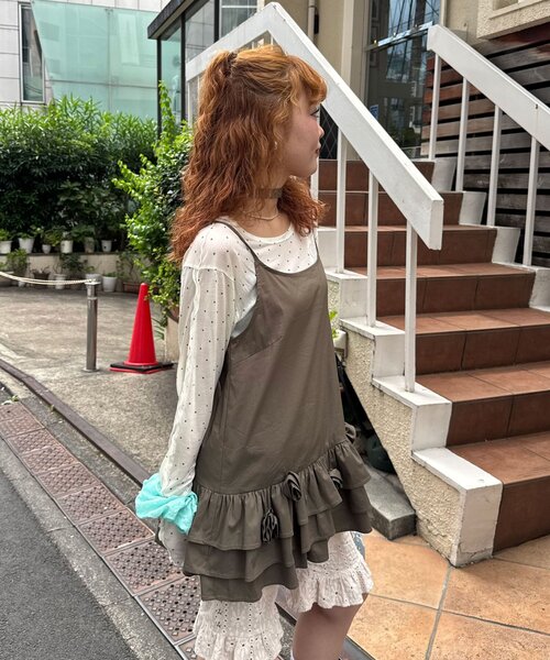 CIAOPANIC(チャオパニック)の「立体ローズティアードチュニックワンピース(チュニック・レディース・カーキ/ホワイト・ONE SIZE)」の16枚目の写真