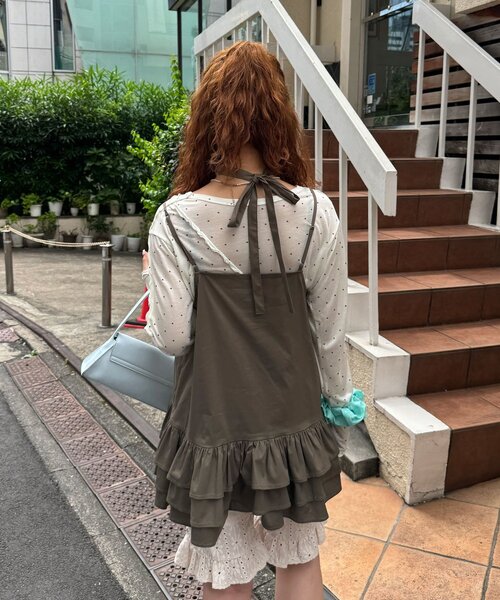 CIAOPANIC(チャオパニック)の「立体ローズティアードチュニックワンピース(チュニック・レディース・カーキ/ホワイト・ONE SIZE)」の17枚目の写真