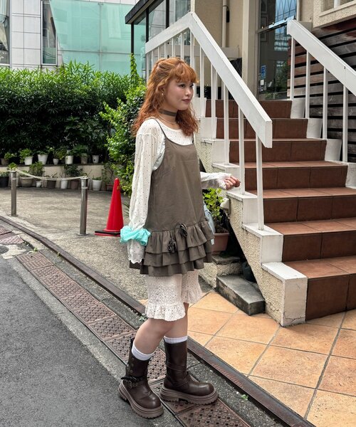 CIAOPANIC(チャオパニック)の「立体ローズティアードチュニックワンピース(チュニック・レディース・カーキ/ホワイト・ONE SIZE)」の19枚目の写真