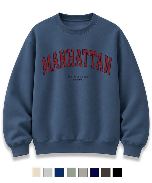 NANDE（ナンデ）の「MANHATTAN プリント オーバーサイズ スウェットシャツ 8色（スウェット・レディース・ライトグレー/ブラック/ネイビー/グレー/ダークグレー/ミント/クリーム/ダークブルー・S/M/L/XL）」の8枚目の写真