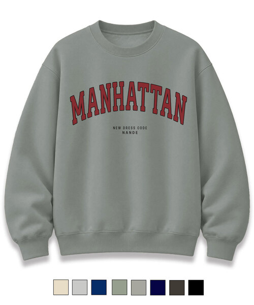 NANDE（ナンデ）の「MANHATTAN プリント オーバーサイズ スウェットシャツ 8色（スウェット・レディース・ライトグレー/ブラック/ネイビー/グレー/ダークグレー/ミント/クリーム/ダークブルー・S/M/L/XL）」の3枚目の写真