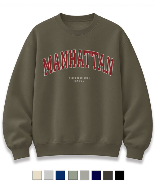 NANDE（ナンデ）の「MANHATTAN プリント オーバーサイズ スウェットシャツ 8色（スウェット・レディース・ライトグレー/ブラック/ネイビー/グレー/ダークグレー/ミント/クリーム/ダークブルー・S/M/L/XL）」の5枚目の写真