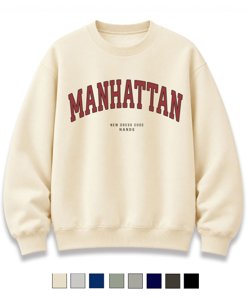 NANDE（ナンデ）の「MANHATTAN プリント オーバーサイズ スウェットシャツ 8色（スウェット・レディース・ライトグレー/ブラック/ネイビー/グレー/ダークグレー/ミント/クリーム/ダークブルー・S/M/L/XL）」の9枚目の写真