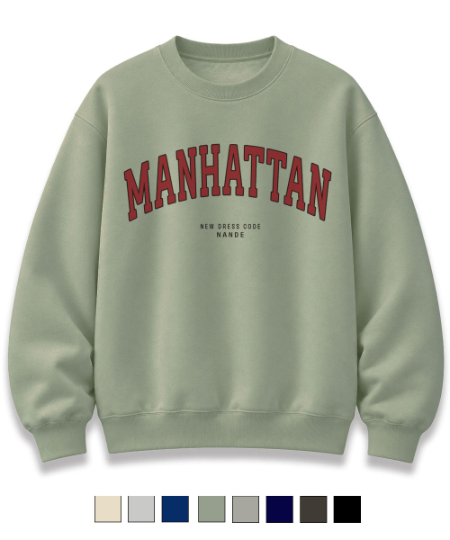 NANDE（ナンデ）の「MANHATTAN プリント オーバーサイズ スウェットシャツ 8色（スウェット・レディース・ライトグレー/ブラック/ネイビー/グレー/ダークグレー/ミント/クリーム/ダークブルー・S/M/L/XL）」の10枚目の写真