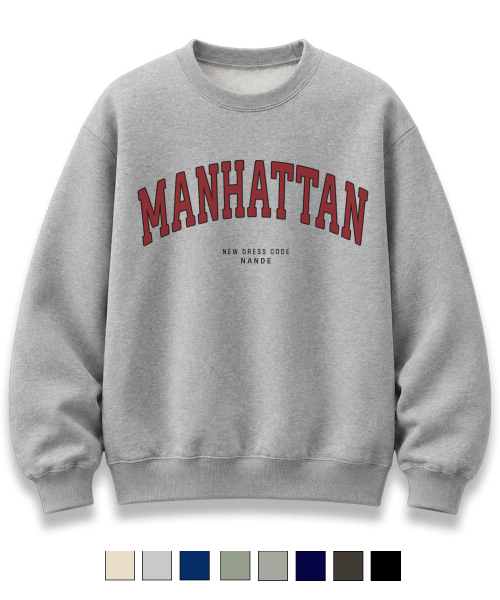 NANDE（ナンデ）の「MANHATTAN プリント オーバーサイズ スウェットシャツ 8色（スウェット・レディース・ライトグレー/ブラック/ネイビー/グレー/ダークグレー/ミント/クリーム/ダークブルー・S/M/L/XL）」の11枚目の写真