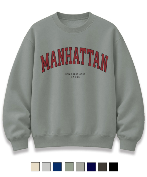 NANDE（ナンデ）の「MANHATTAN プリント オーバーサイズ スウェットシャツ 8色（スウェット・レディース・ライトグレー/ブラック/ネイビー/グレー/ダークグレー/ミント/クリーム/ダークブルー・S/M/L/XL）」の12枚目の写真