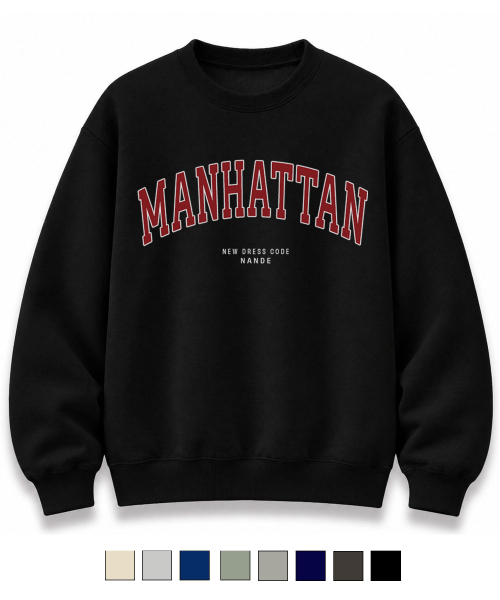 NANDE（ナンデ）の「MANHATTAN プリント オーバーサイズ スウェットシャツ 8色（スウェット・レディース・ライトグレー/ブラック/ネイビー/グレー/ダークグレー/ミント/クリーム/ダークブルー・S/M/L/XL）」の14枚目の写真