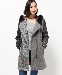[Desigual/デシグアル]アシンメトリーな合わせのグレーコート