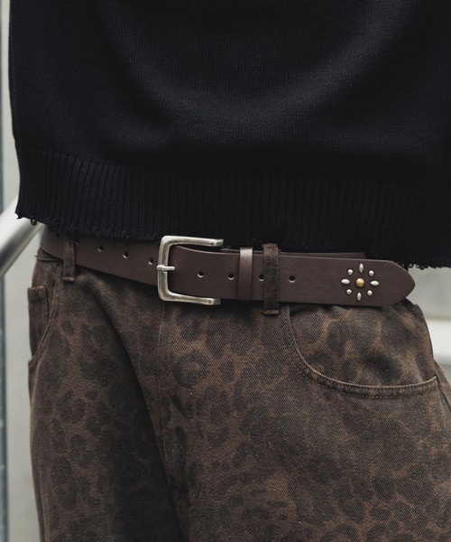RAGEBLUE(レイジブルー)の「ANTIQUE STUDDED BELT/アンティークスタッズベルト(ベルト・メンズ・ブラック/ダークブラウン・FREE)」の2枚目の写真