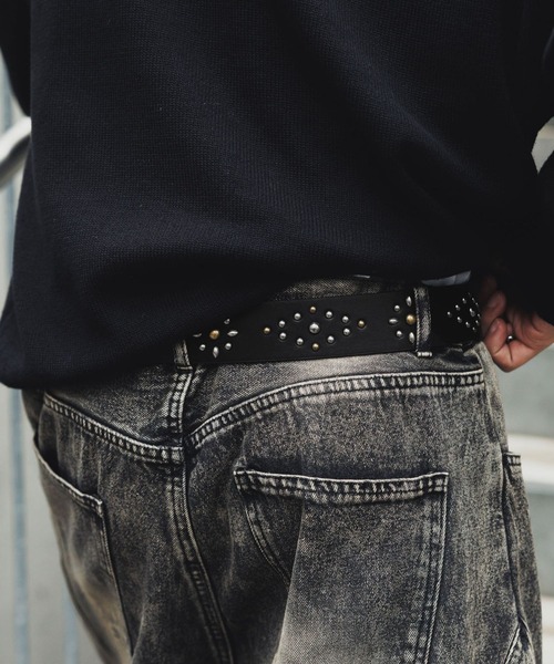 RAGEBLUE(レイジブルー)の「ANTIQUE STUDDED BELT/アンティークスタッズベルト(ベルト・メンズ・ブラック/ダークブラウン・FREE)」の1枚目の写真