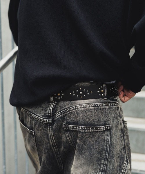 RAGEBLUE(レイジブルー)の「ANTIQUE STUDDED BELT/アンティークスタッズベルト(ベルト・メンズ・ブラック/ダークブラウン・FREE)」の4枚目の写真