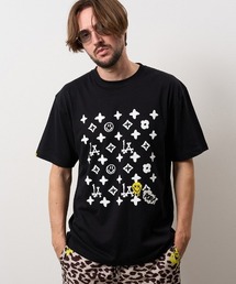 STUD MUFFIN（スタッドマフィン）の「mt10773- 5.6ozコットンジャージー モノグラムハンドグラフィ-サガラパッチワークSSシャツ(714-02953)（Tシャツ/カットソー）」