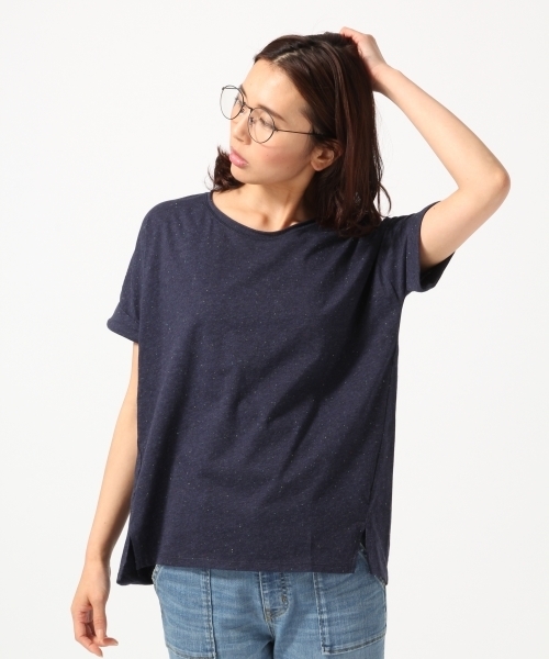 GLOBAL WORK（グローバルワーク）の「【吸水速乾】カラーネップＴ半袖/709721（Tシャツ/カットソー・レディース・グレー/ホワイト/ネイビー/ブラック・SMALL/MEDIUM/LARGE）」の4枚目の写真