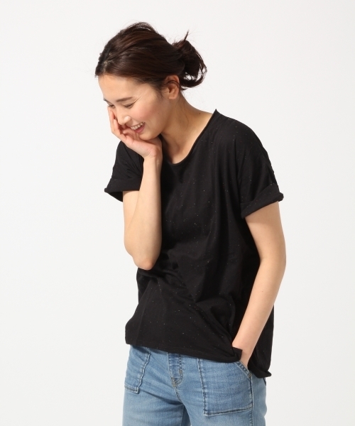 GLOBAL WORK（グローバルワーク）の「【吸水速乾】カラーネップＴ半袖/709721（Tシャツ/カットソー・レディース・グレー/ホワイト/ネイビー/ブラック・SMALL/MEDIUM/LARGE）」の3枚目の写真