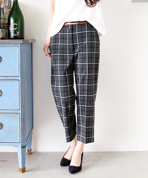 N.（N. Natural Beauty Basic）（エヌエヌナチュラルビューティーベーシック）の「先染めチェックストレッチパンツ（その他パンツ・レディース・ベージュ系その他/グレー系その他・MEDIUM/SMALL）」の2枚目の写真