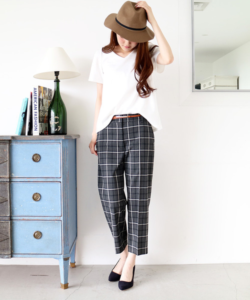 N.（N. Natural Beauty Basic）（エヌエヌナチュラルビューティーベーシック）の「先染めチェックストレッチパンツ（その他パンツ・レディース・ベージュ系その他/グレー系その他・MEDIUM/SMALL）」の3枚目の写真